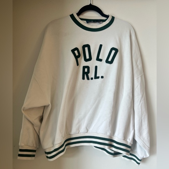 Polo by Ralph Lauren Classic Green and White Crewneck Sweater - Picture 2 of 2
